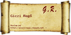 Giczi Regő névjegykártya
